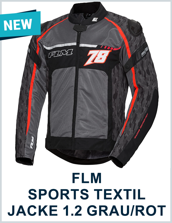 FLM SPORTS TEXTIL JACKE 1.2 GRAU/ROT