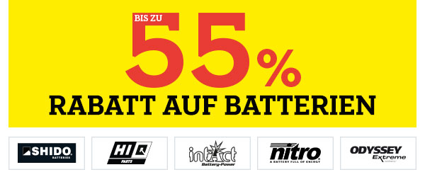 Bis zu 55% Rabatt auf Batterien