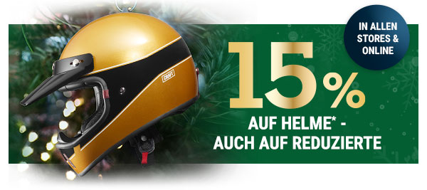 15% Rabatt auf Helme - auch auf reduzierte*