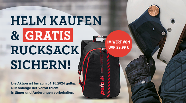 Helm kaufen und gratis Rucksack sichern! Gültig bis 31.10.2024