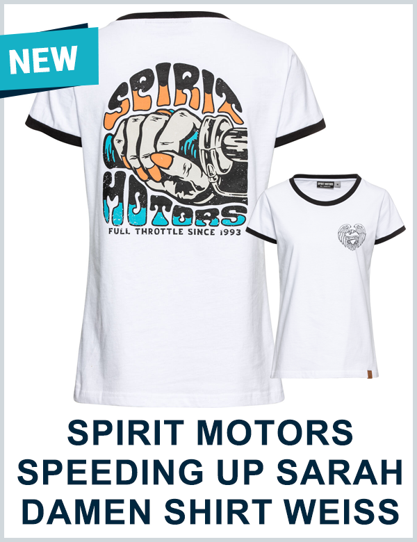 SPIRIT MOTORS SPEEDING UP SARAH DAMEN T-SHIRT WEISS