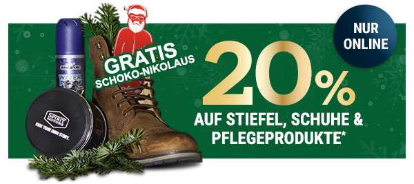 20% Rabatt auf Stiefel, Schuhe & Pflegeprodukte*