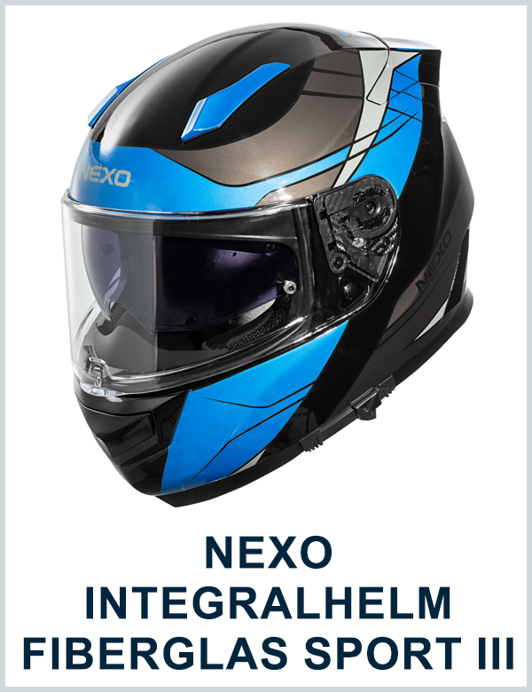 NEXO INTEGRALHELM FIBERGLAS SPORT III BLAU DEKOR INTEGRALHELM