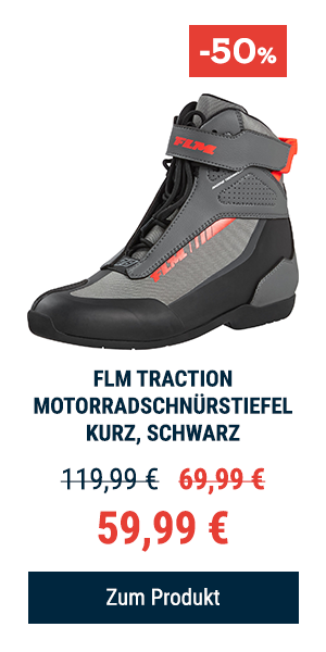 FLM Traction Motorradschnürstiefel kurz Schwarz