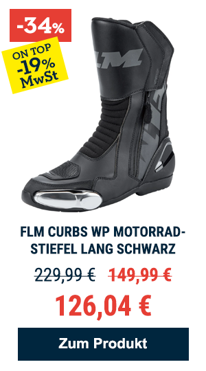 FLM Curbs WP Motorradstiefel lang Schwarz