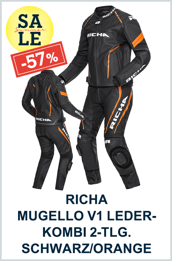 RICHA MUGELLO V1 LEDERKOMBI 2-TLG. SCHWARZ/ORANGE