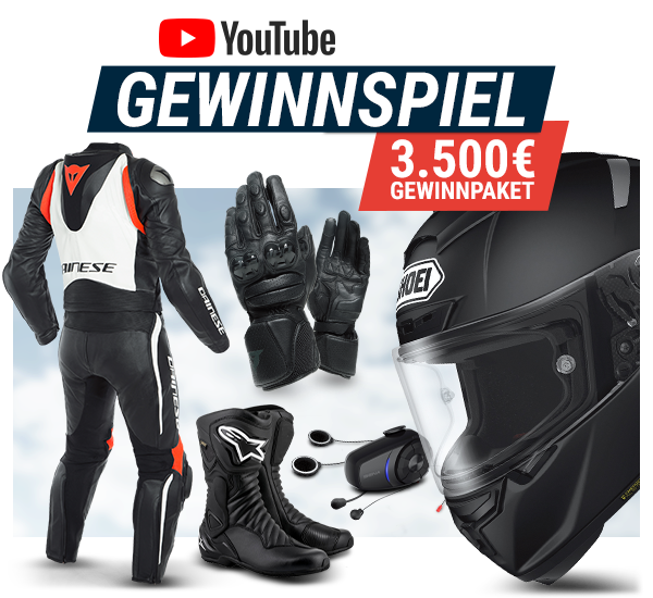 YOUTUBE Gewinnspiel - mach mit und gewinne mit etwas Glück ein komplettes Motorradoutfit 