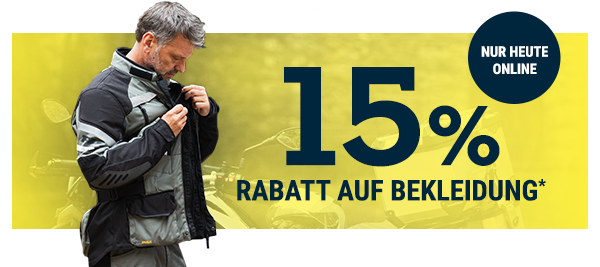 SUPER SUNDAY SPECIAL - 15% Rabatt auf Bekleidung*